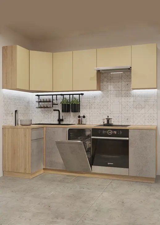 Кухонный гарнитур «Кухонный гарнитур «Акция Лайн 1000*2450 мм_ угловая 1»»