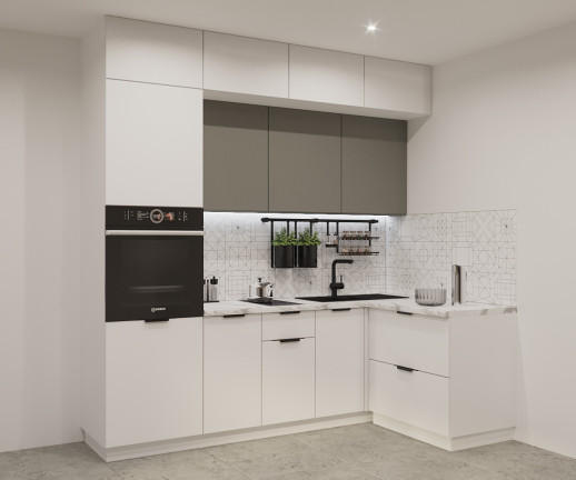 Кухонный гарнитур «Кухонный гарнитур «Фаска Тальк Обсидиан - 9 (2400х1400 мм)»»