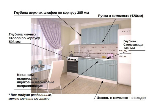 Кухонный гарнитур «Кухонный гарнитур «РоялВуд Голубой Прованс - 4 (1600 мм)»»