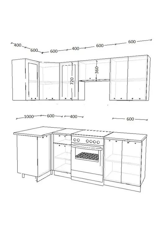 Кухонный гарнитур «Кухонный гарнитур «Роялвуд Голубой Вегас 1000*2200 мм_угловая 1»»