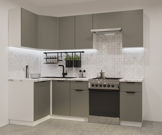 Кухонный гарнитур «Кухонный гарнитур «Фаска Обсидиан - 11 (1200х2400 мм)»»