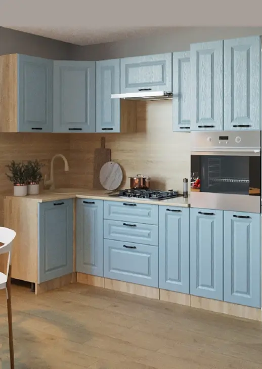 Кухонный гарнитур «Кухонный гарнитур «Роялвуд Голубой Вегас 1000*2400 мм_угловая 2»»