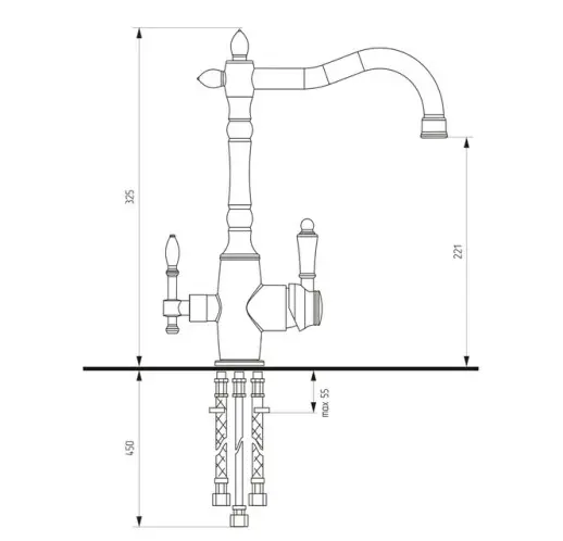 Смеситель ULGRAN U-018 с дополнительным краном для питьевой воды
