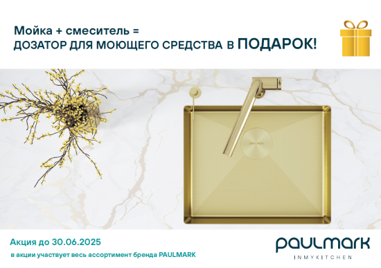 Акция Paulmark Мойка  Смеситель  в подарок Дозатор