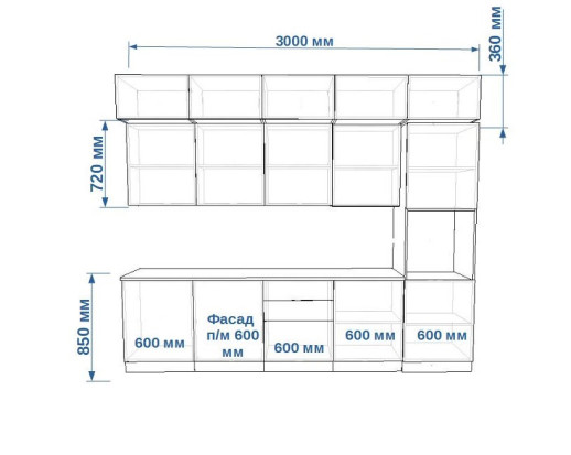 Кухонный гарнитур «Кухонный гарнитур «Фаска Тальк Дуб сонома - 18 (3000 мм)»»
