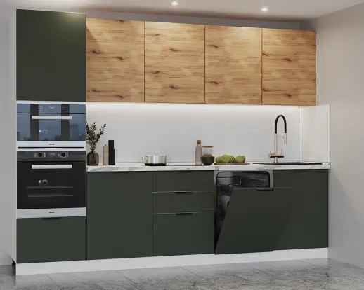 Кухонный гарнитур «Кухонный гарнитур «арт. 4 Рустик соломенный горизонт Олива шагрень - 3000»»