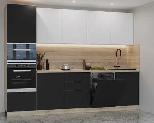 Кухонный гарнитур «Кухонный гарнитур «арт. 3 Шарли белый Графит шагрень - 3000»»