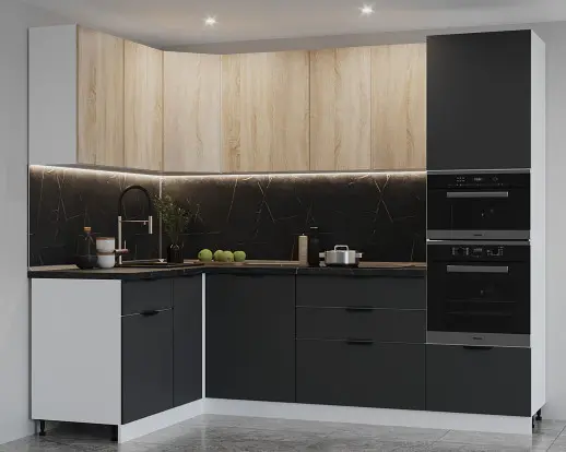 Кухонный гарнитур «Кухонный гарнитур «арт. 1 Графит шагрень Дуб сонома - 1600х2600»»