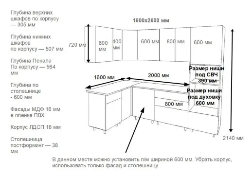 Кухонный гарнитур «Кухонный гарнитур «арт. 1 Графит шагрень Дуб сонома - 1600х2600»»