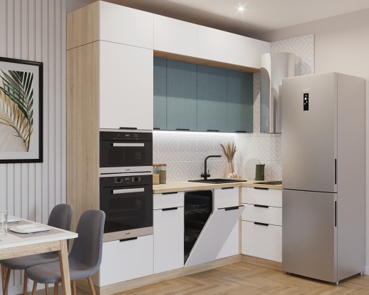 Кухонный гарнитур «Кухонный гарнитур «Тальк РоялВуд Голубой - 6 (2450х1200 мм)»»