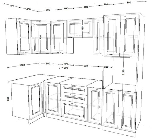 Кухонный гарнитур «Кухонный гарнитур «Белый Вегас - 9 (1000х2500 мм)»»