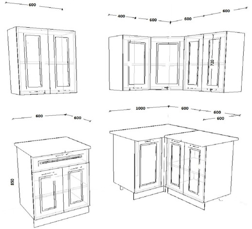 Кухонный гарнитур «Кухонный гарнитур «Белый Вегас - 8 (1200х1600 мм)»»