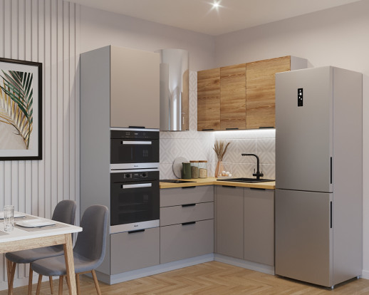 Кухонный гарнитур «Кухонный гарнитур «Обсидиан Рустик натур - 8 (2000х1400 мм)»»