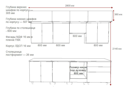 Кухонный гарнитур «Кухонный гарнитур «Аликанте - 23 (2800 мм)»»