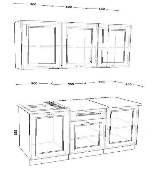 Кухонный гарнитур «Кухонный гарнитур «Белый Вегас - 4 (1500 мм)»»