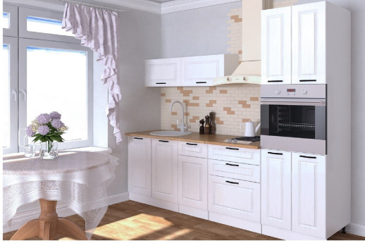 Кухонный гарнитур «Кухонный гарнитур «Белый Вегас - 3 (2400 мм)»»