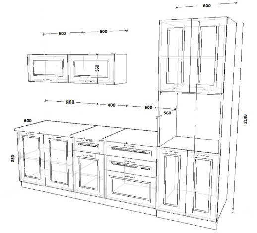 Кухонный гарнитур «Кухонный гарнитур «Белый Вегас - 3 (2400 мм)»»