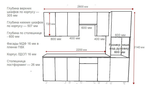 Кухонный гарнитур «Кухонный гарнитур «Аликанте - 21 (2800 мм)»»