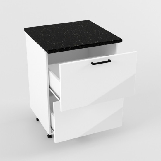 Шкаф нижний 600 2 ящика Белый глянец