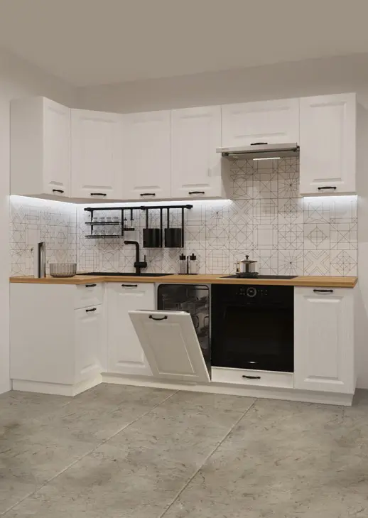 Кухонный гарнитур «Кухонный гарнитур «Вегас белый 1000*2450 мм»»