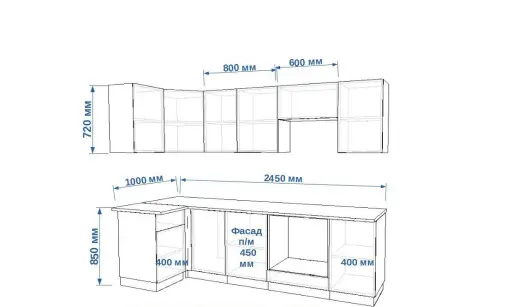 Белый глянец 1000х2450