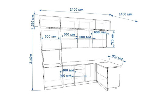 Кухонный гарнитур «Кухонный гарнитур «Тальк Дуб сонома - 3 (2400х1400 мм)»»