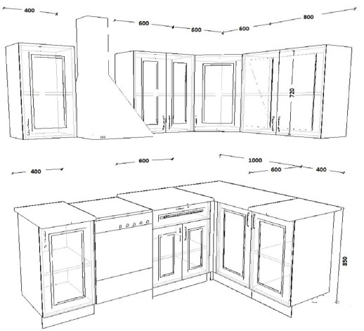 Кухонный гарнитур «Кухонный гарнитур «Белый Вегас - 2 (1400х1600 мм)»»
