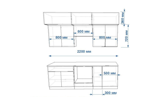 Кухонный гарнитур «Кухонный гарнитур «Тальк Дуб сонома - 1 (2200 мм)»»