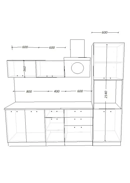Кухонный гарнитур «Кухонный гарнитур «Белый глянец 2400 мм»»
