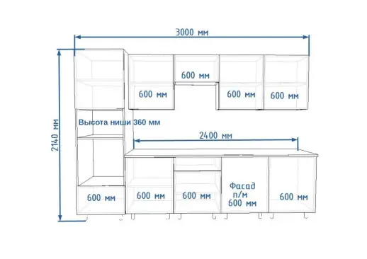 Кухонный гарнитур «Кухонный гарнитур «арт. 9 Стамбул Дуб сонома 3000»»