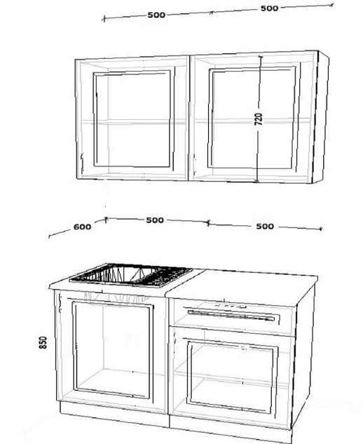 Кухонный гарнитур «Кухонный гарнитур «Белый Вегас - 16 (1000 мм)»»